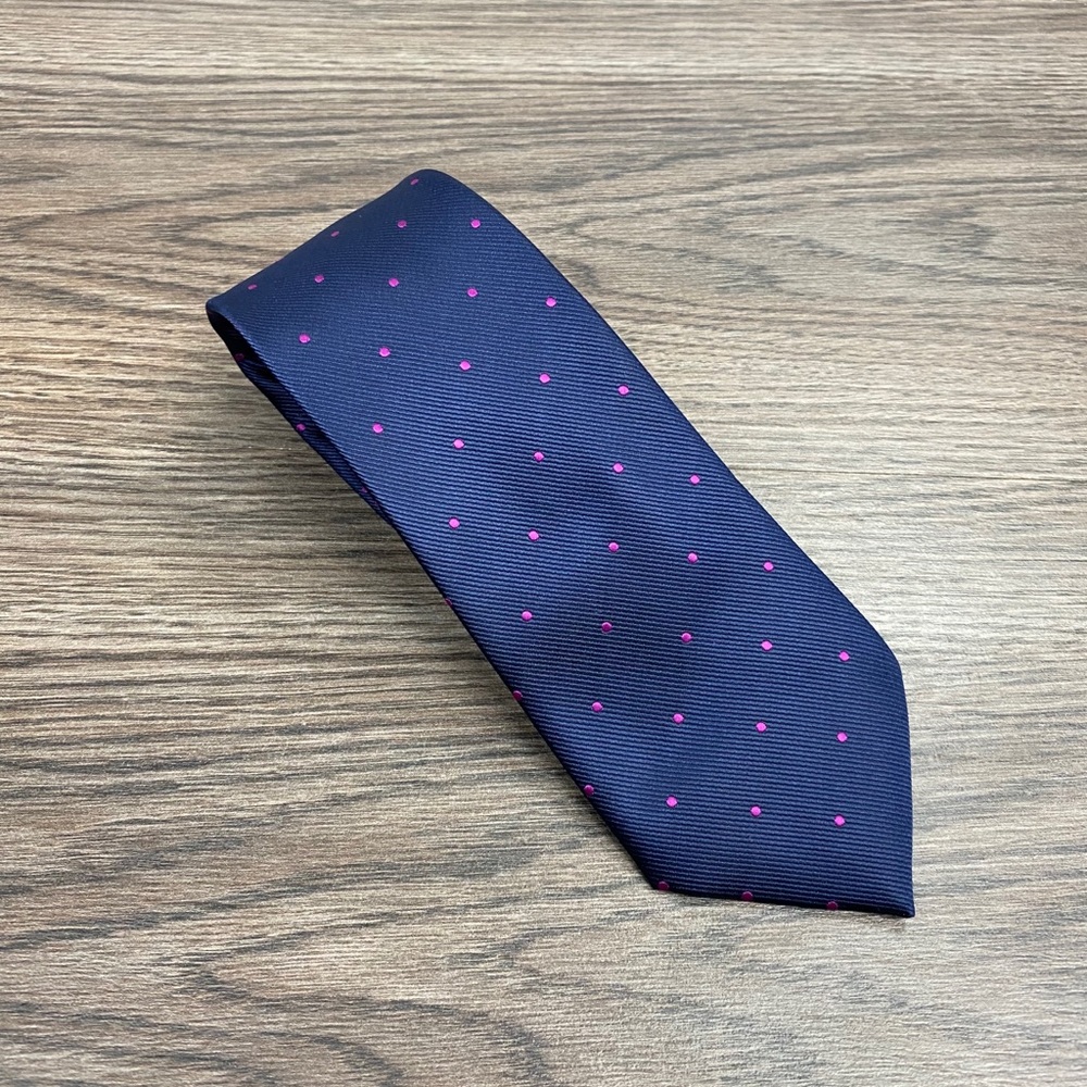 Navy w/ Magenta Polka Dot Skinny Tie